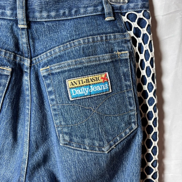 Vintage 90s Anti-Basic Daily Jeans Size 9/10 Women High Waist Net Side Y2K - Picture 6 of 9